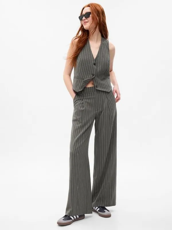 High Rise Pleated Wide-Leg Trousers sold by GAP