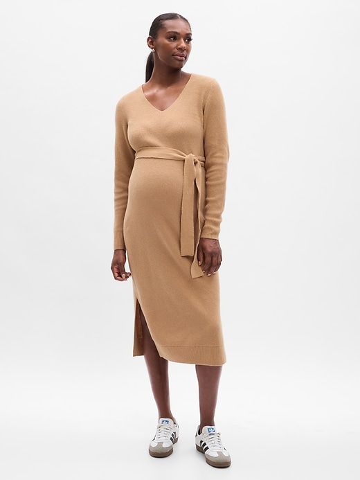 Maternity CashSoft Belted Midi Sweater Dress sold by GAP