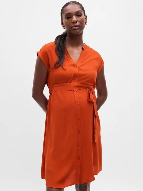 Maternity Button-Front Midi Dress sold by GAP