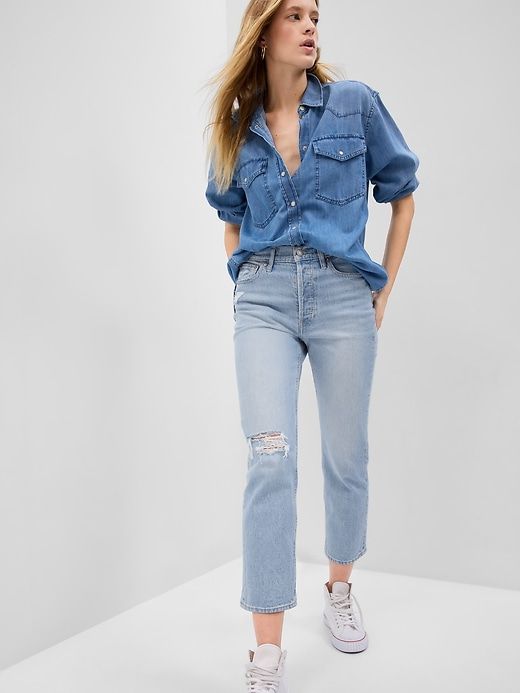 High Rise Cheeky Straight Jeans sold by GAP
