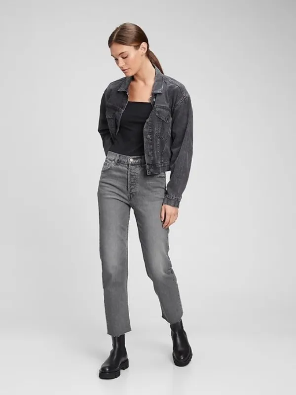 High Rise Cheeky Straight Jeans sold by GAP