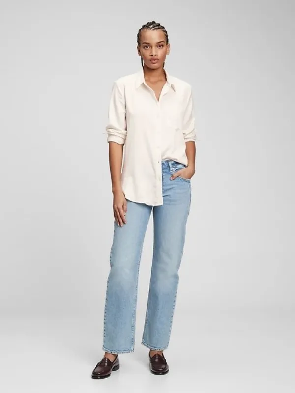 Satin Button-Front Shirt sold by GAP