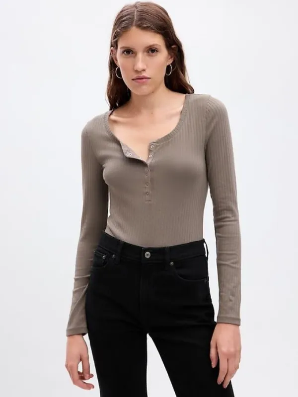 Modern Rib Henley Bodysuit sold by GAP