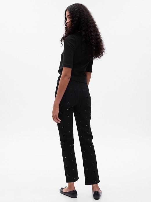 High Rise Rhinestone Cheeky Straight Jeans sold by GAP product image thumbnail 2