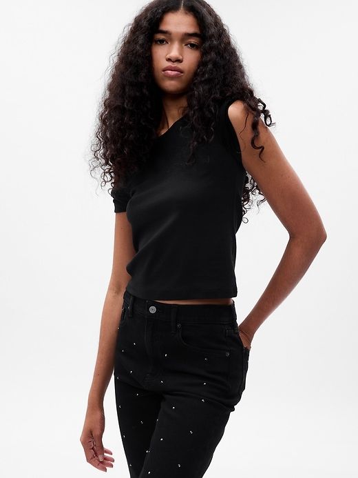 High Rise Rhinestone Cheeky Straight Jeans sold by GAP product image thumbnail 3