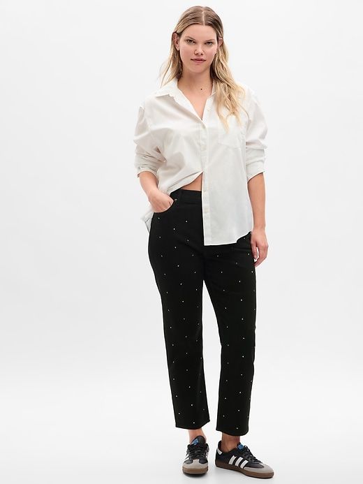 High Rise Rhinestone Cheeky Straight Jeans sold by GAP product image thumbnail 4