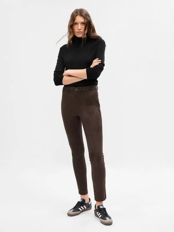 Mid Rise Vegan Suede Skinny Pants sold by GAP