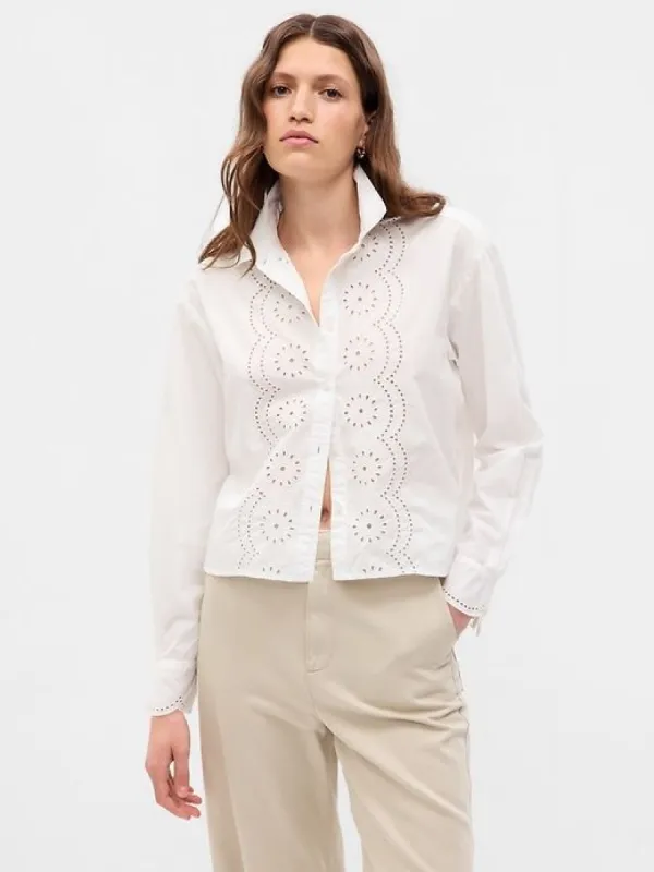 Eyelet Cropped Shirt sold by GAP