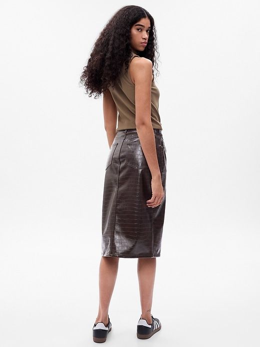 Textured Faux-Leather Pencil Midi Skirt sold by GAP product image thumbnail 2