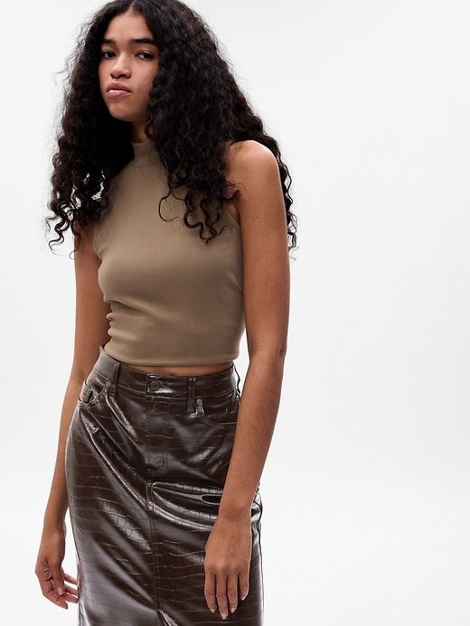 Textured Faux-Leather Pencil Midi Skirt sold by GAP product image thumbnail 3