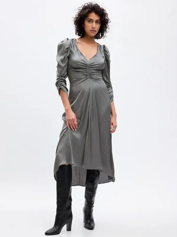 Ruched Satin Midi Dress sold by GAP