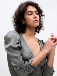 Ruched Satin Midi Dress sold by GAP