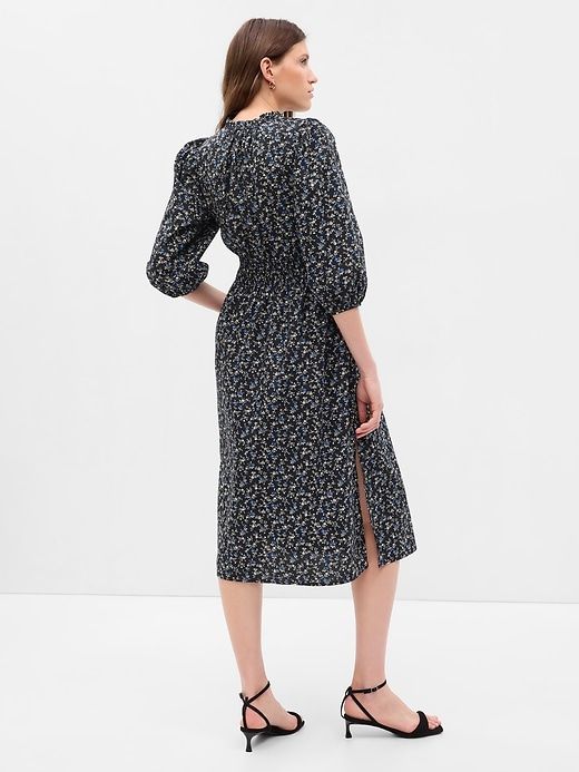 Puff Sleeve Smocked Midi Dress sold by GAP product image thumbnail 2