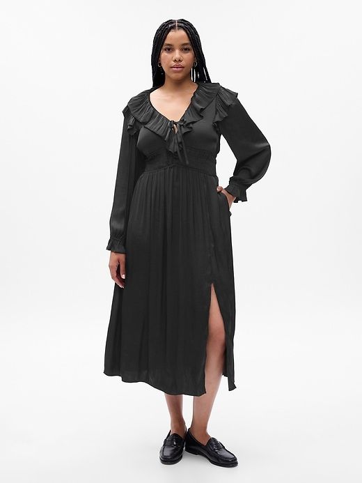 Satin Ruffle Midi Dress sold by GAP product image thumbnail 4