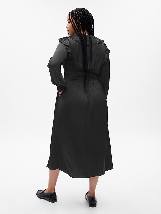 Satin Ruffle Midi Dress sold by GAP product image thumbnail 5