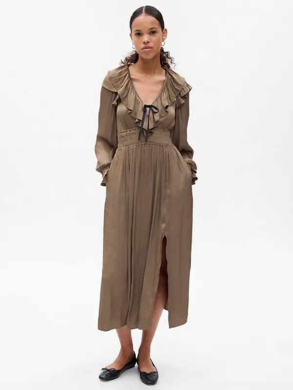 Satin Ruffle Midi Dress sold by GAP