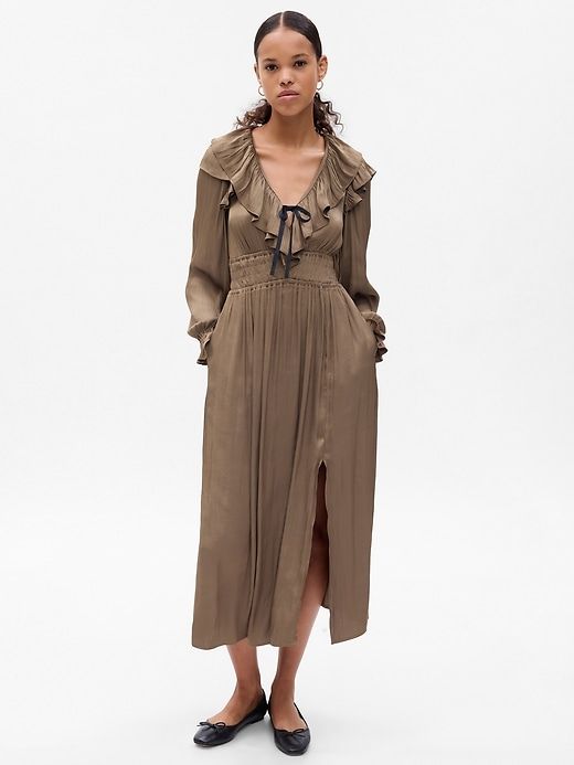 Satin Ruffle Midi Dress sold by GAP