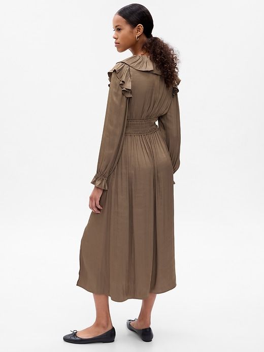 Satin Ruffle Midi Dress sold by GAP product image thumbnail 2