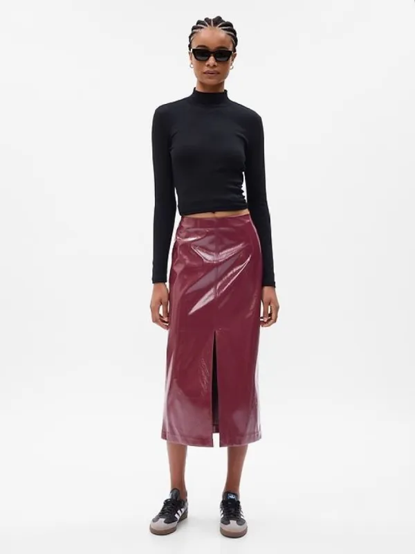 Vegan Leather Midi Skirt sold by GAP