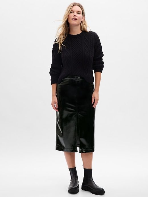 Vegan Leather Midi Skirt sold by GAP product image thumbnail 4