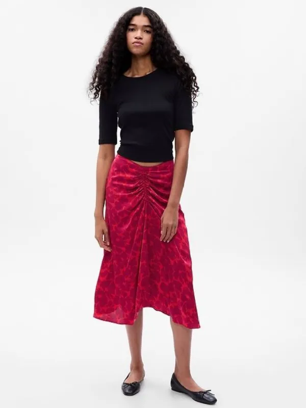 Ruched Floral Midi Skirt sold by GAP