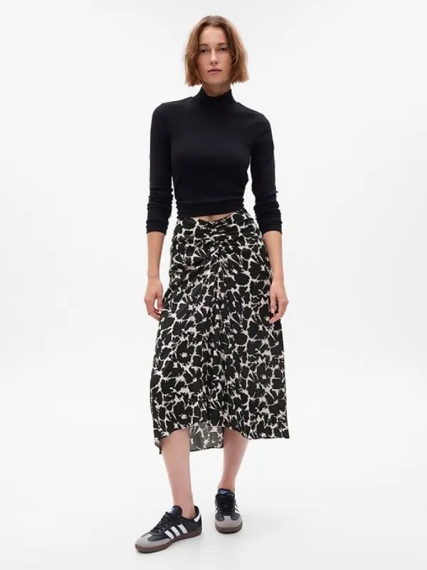Ruched Floral Midi Skirt sold by GAP