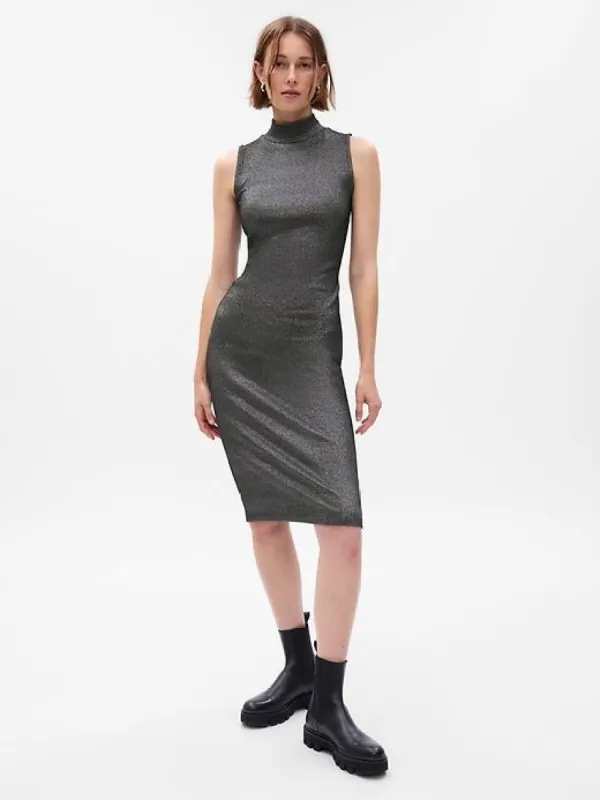 Metallic Mockneck Midi Dress sold by GAP