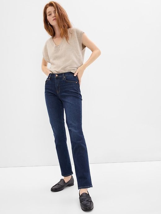 Mid Rise Classic Straight Jeans sold by GAP