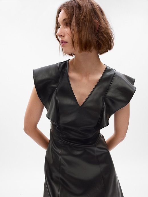 Vegan Leather Flutter Mini Dress sold by GAP product image thumbnail 4