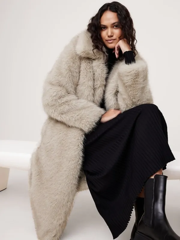 Faux Fur Long Coat sold by Banana Republic
