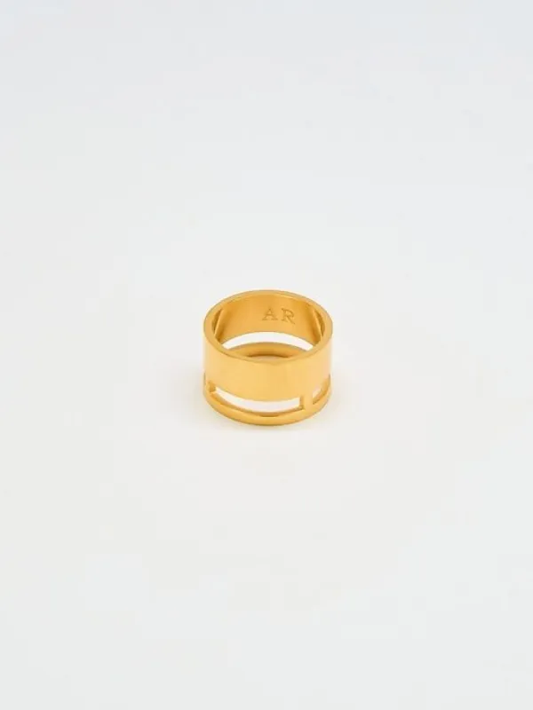 Gold Geo Wide Bar Ring sold by GAP