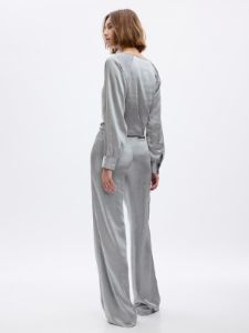 High Rise Pleated Satin Wide-Leg Trousers sold by GAP