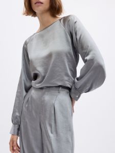 High Rise Pleated Satin Wide-Leg Trousers sold by GAP