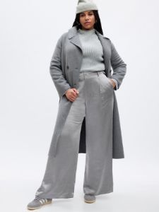 High Rise Pleated Satin Wide-Leg Trousers sold by GAP