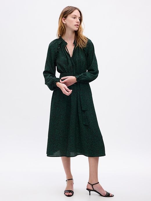 Satin Tie-Neck Midi Dress sold by GAP