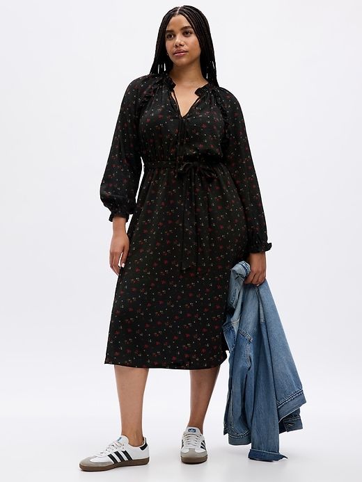 Satin Tie-Neck Midi Dress sold by GAP product image thumbnail 5