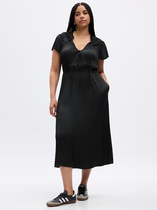 Ruffle-Neck Midi Dress sold by GAP product image thumbnail 4
