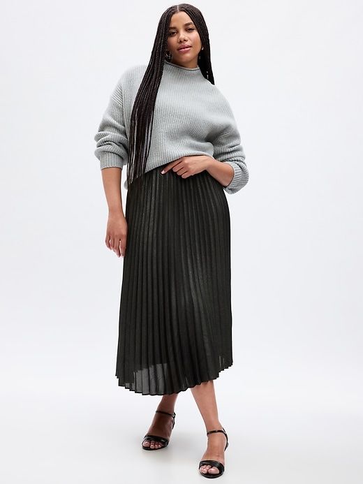 Pleated Metallic Midi Skirt sold by GAP product image thumbnail 4