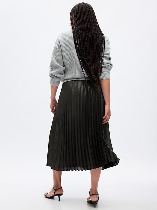 Pleated Metallic Midi Skirt sold by GAP product image thumbnail 5