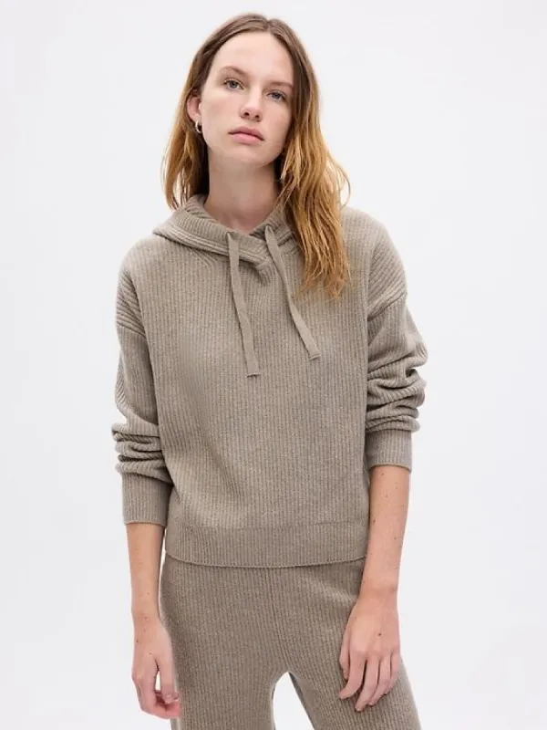 CashSoft Shaker-Stitch Sweater Hoodie sold by GAP