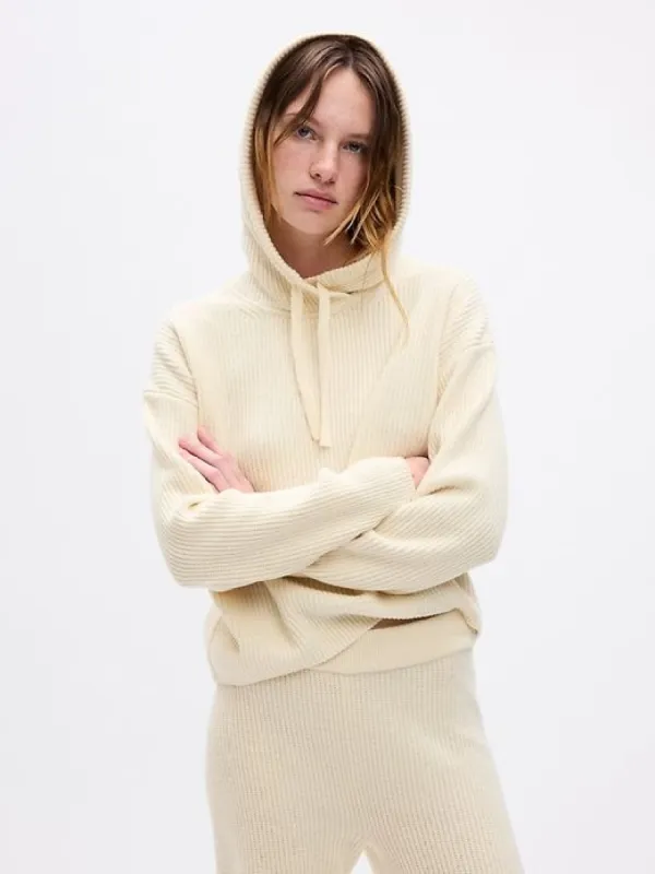 CashSoft Shaker-Stitch Sweater Hoodie sold by GAP