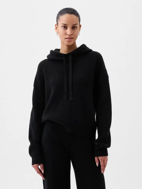 CashSoft Shaker-Stitch Sweater Hoodie sold by GAP