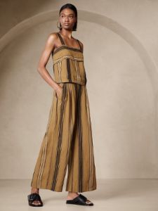 Mia Wide-Leg Cropped Linen Pant sold by Banana Republic