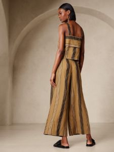 Mia Wide-Leg Cropped Linen Pant sold by Banana Republic