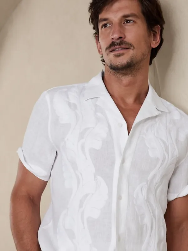 Botanica Embroidered Linen Resort Shirt sold by Banana Republic