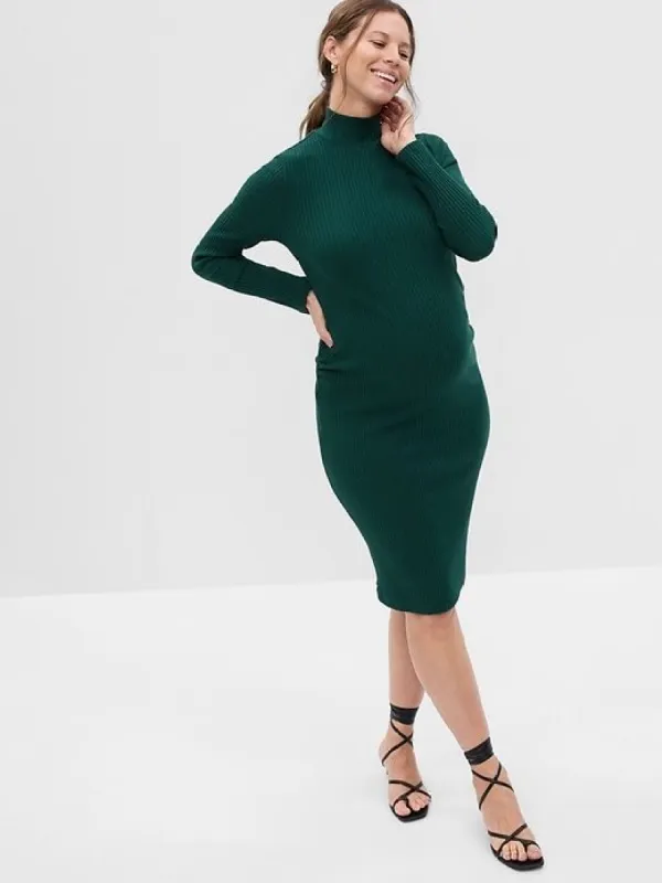 Maternity Turtleneck Rib Midi Sweater Dress sold by GAP