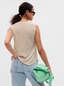 Linen-Blend Shell Tank Top sold by GAP
