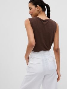 Linen-Blend Shell Tank Top sold by GAP