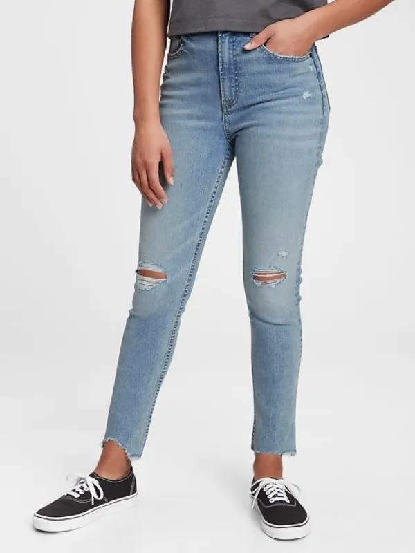 Teen Sky High Rise Skinny Ankle Jeans with Max Stretch sold by GAP