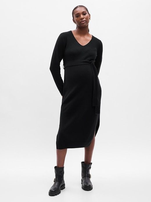 Maternity CashSoft Belted Midi Sweater Dress sold by GAP